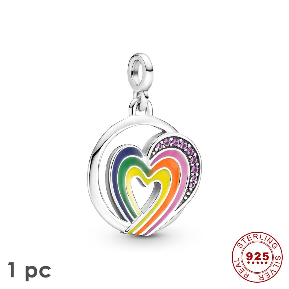 Novo Real S925 Prata Esterlina Me Charm Unicórnio Estrela Hoop Bead Fit Original Me Pulseiras Mulheres Coração Jóias Para Presente