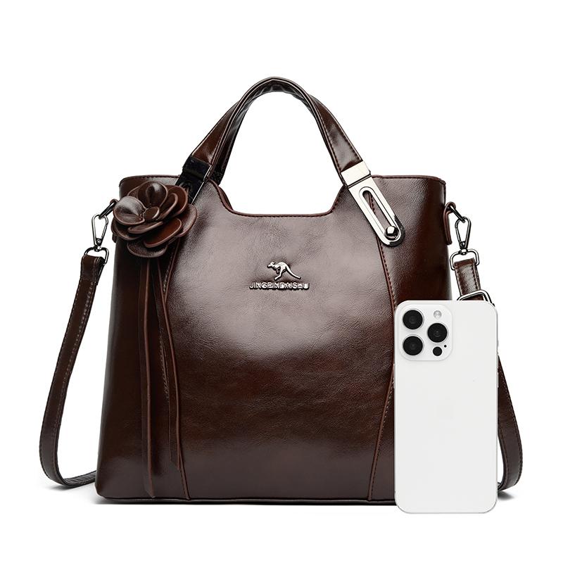 Middle-aged Handbag Mother Bag Women's Soft Leather Shoulder Crossbody Bag
