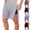 Pantaloni scurți sport pentru bărbați cu nasturi laterali, croială largă, talie elastică, îmbrăcăminte sport, pantaloni scurți casual pentru antrenament