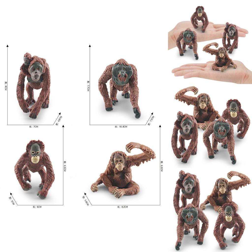 Lifelike Pvc Orangutan Model Collection With Detailed Features For Unique Desk Decor