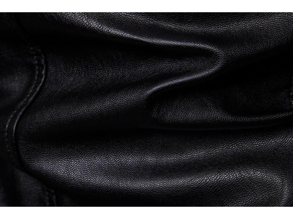 European Men's Stand-Up Collar Solid Color Motorcycle Leather Jacket, Autumn/Winter 2023, Code B041.