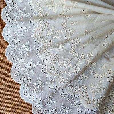 2 Meter/Lot 20cm Breit Punkt Textil Kleidung Heimtextilien Zubehör Lolita Weiß Beige Baumwolle Stickerei Spitze Stoff