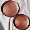 Round Shape Red Copper Cheese Tray,Retro Engraving Hammer Texture Home Portable Food Plate,Snack Fruit Disc Table Decorationk