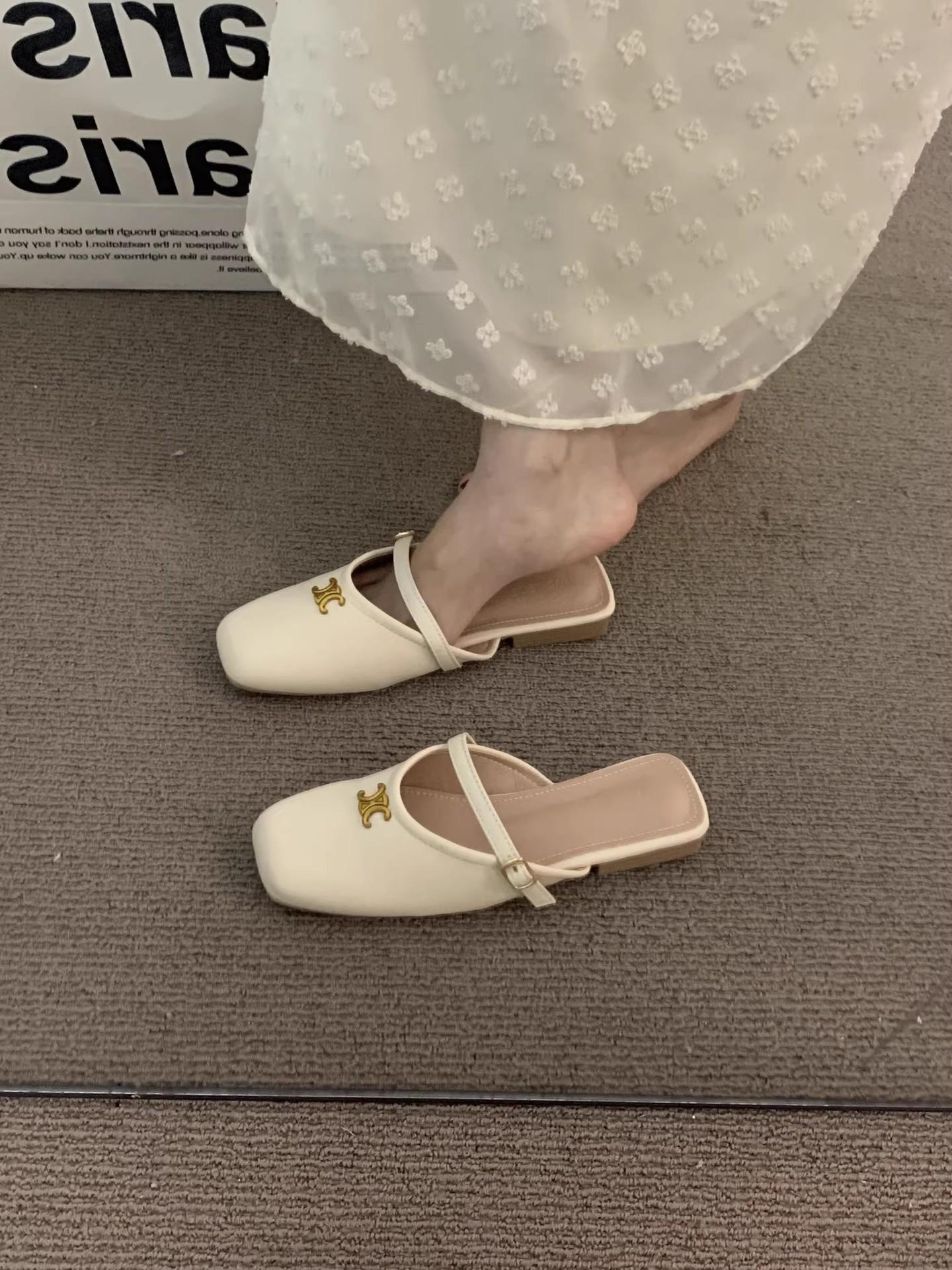 

Премиальные черные сумки-мюли с открытой пяткой, женская уличная обувь, французский нежный вечерний темперамент, туфли-мюли, одинарные туфли Мэри Джейн 40