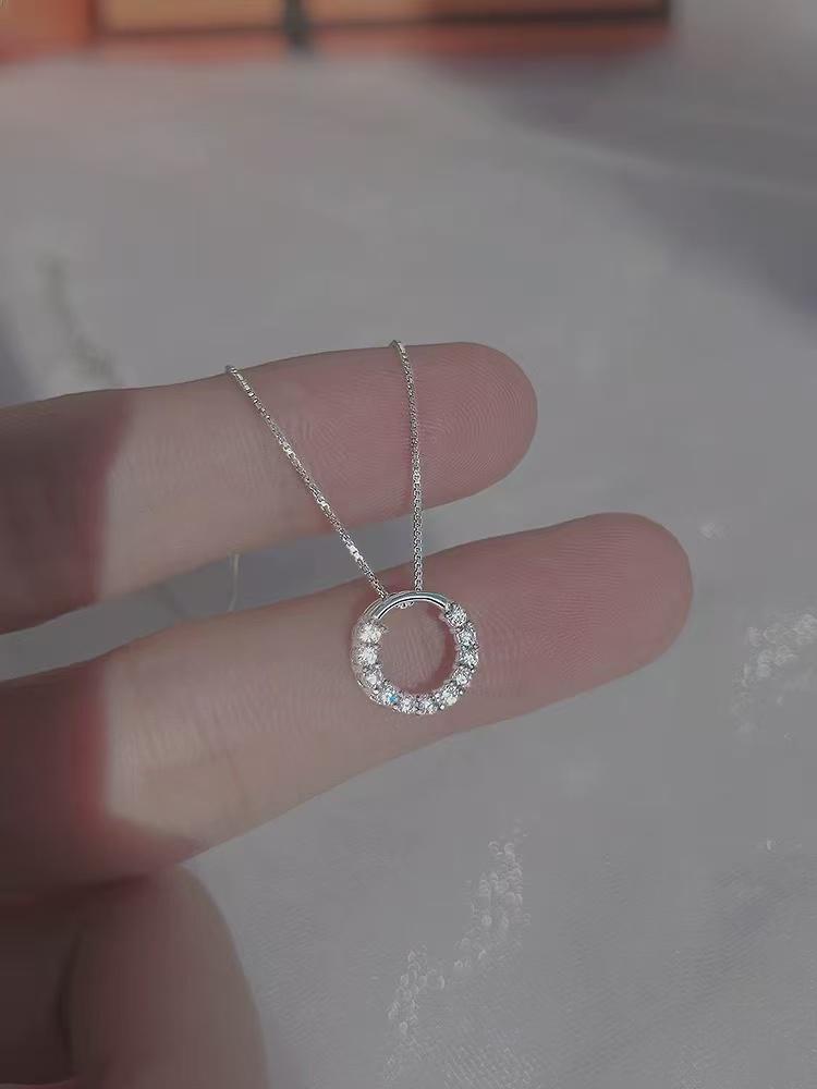 

New 925 Sterling Silver Ring Necklace Simple Personality Charm Woman Pendant Choker Birthday Gift For Friends Exquisite Jewelry платиновый