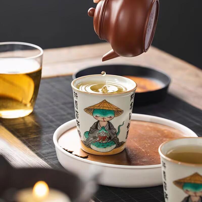 Ru Kiln Gets Everything You Want, Instant Cup Master Cup Ceramic Tea Cup High-End Exquisite Tea Cup Tea Set