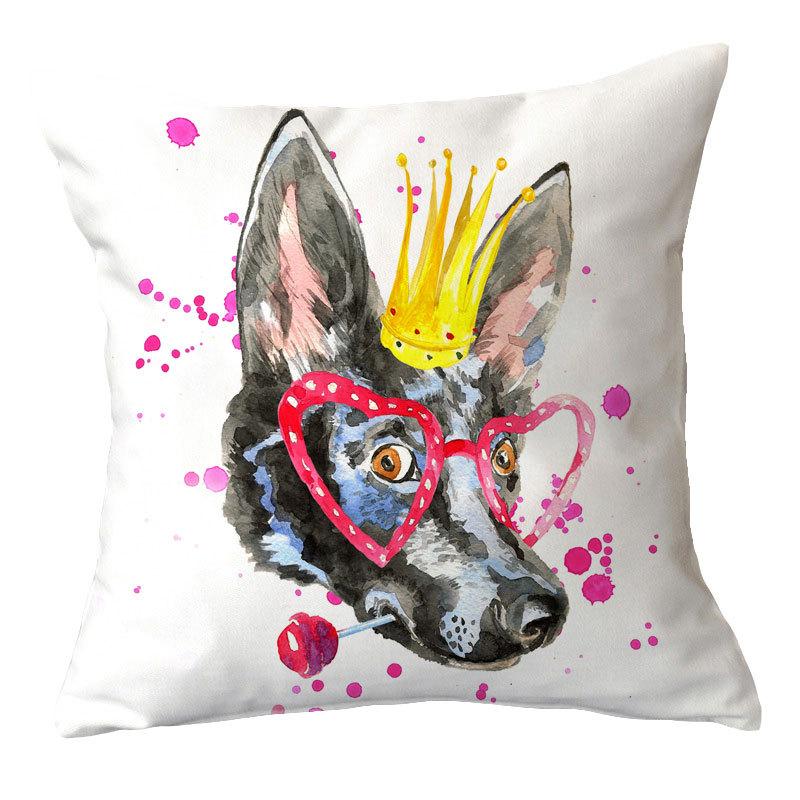 Painted Dog Creative Plush Cushion Pillowcase Office Waist Pillowcase Home Textile