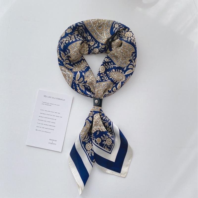 Paisley Print Silk Square Scarf Women Luxury Design 70*70Cm Soft Satin Hairband Neckerchief Office Hijab Headband Foulard Gift