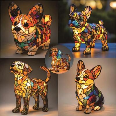 Barevná figurka psa a kočky Malá stolní lampička Dekorace Design Magická psí lampa Základna USB zástrčka