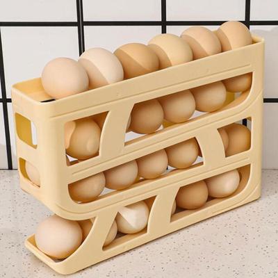 4 Tier Egg Tray for 25 Eggs Refrigerator Holder Automatically Rolling Fridge Container