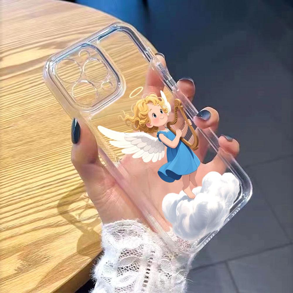 Angel with Harp on Cloud Phone Case for Xiaomi Redmi Note 15 14 13 12 11 10 9 8 7 Pro Plus Soft Shockproof Protective Cover