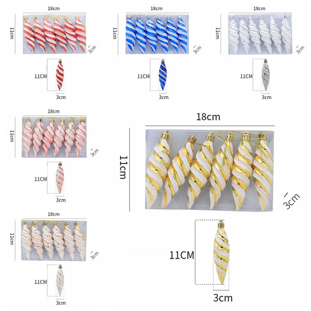 6pcs Plastic Spike Spiral Christmas Balls Cartoon Christmas Tree Decoration  Home Xmas Decor