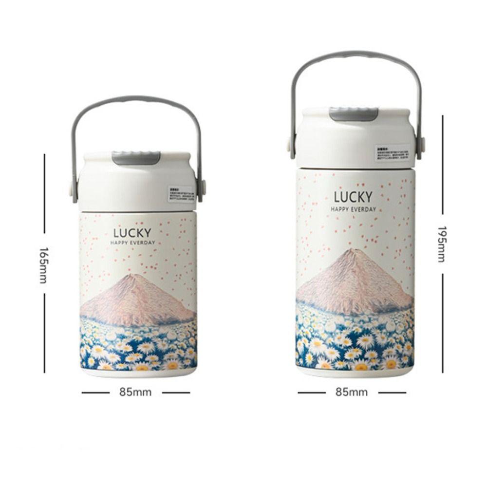 Insulated Hand-held Thermos Cup 316 Stainless Steel Straw Thermal Water Bottle  Practical Gift