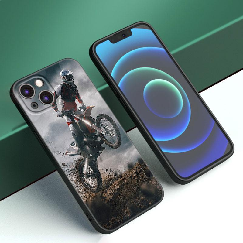 Moto Cross Motorcycle Sports Phone Case For Apple iPhone 12 13 Mini 11 14 15 Pro Max 7 8 Plus X XR XS SE 2020 2022 Black Case