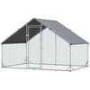 Garden Chicken Coop for 12-18 Chickens with Galvanized Frame and Waterproof Cover, 3x2x2 M, Silver
