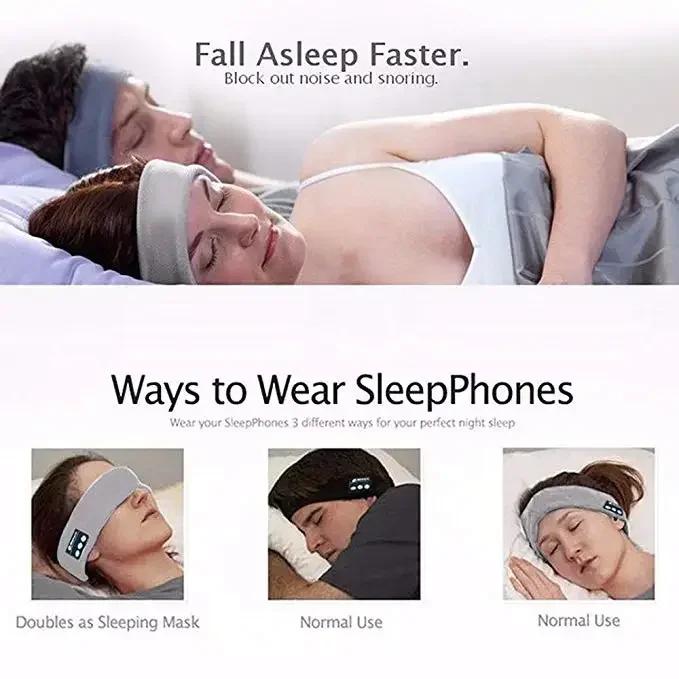 Multipurpose Bluetooth Headband – Wireless Sleep Headphones with Soft Eye Mask & Built-in Mic for Yoga and Workouts
