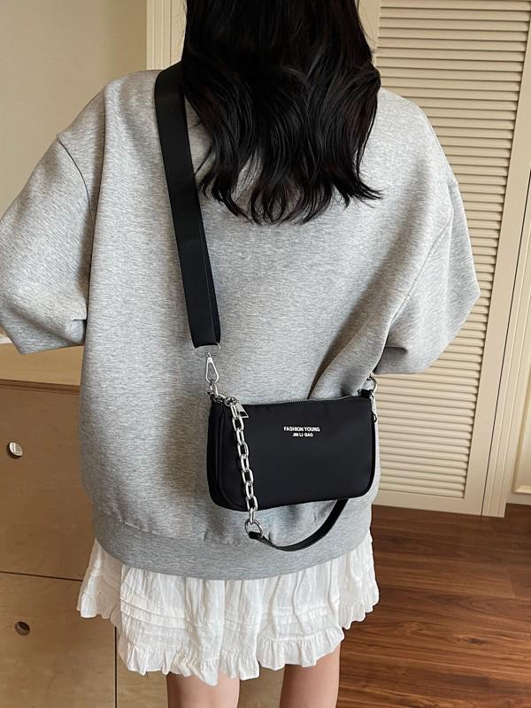New Women's Textured Letter Fashion Small Crossbody & Shoulder Bag