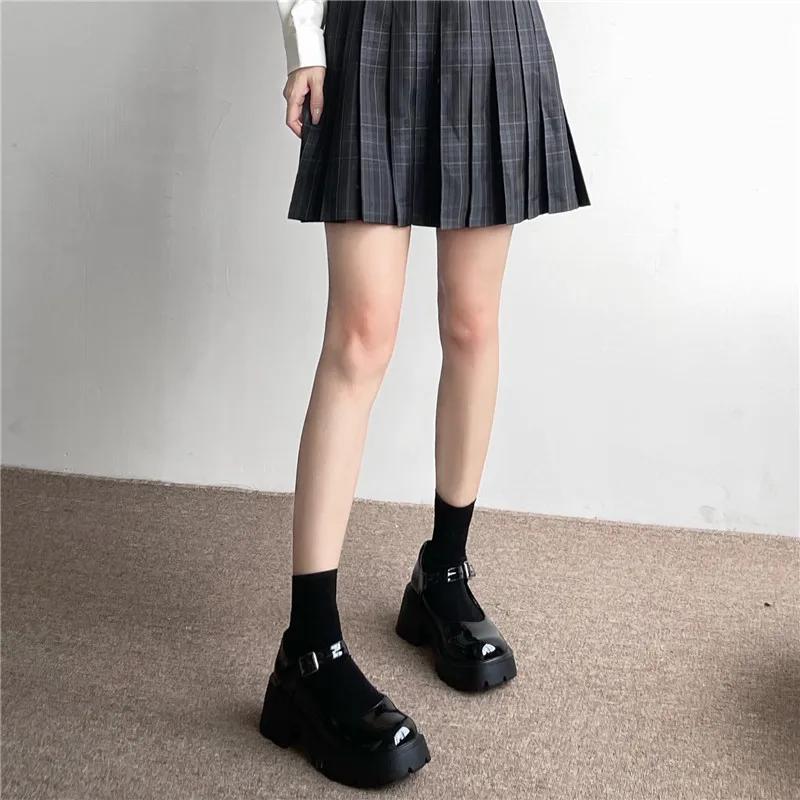 Black White Long Socks Stockings Women JK Japan Style Solid Color Thigh High Stockings High School Girls Striped Knee High Socks