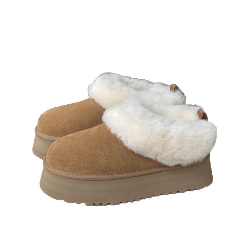 Winter new sheepskin and fur integrated turning mouth to keep warm thick-soled snow cotton women's shoes thickened