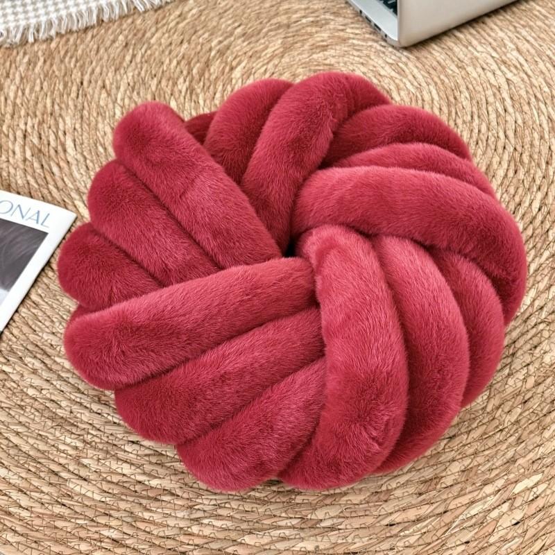 Modern Minimalist Round Throw Pillow With Handwoven Fabric For Sofa Decor