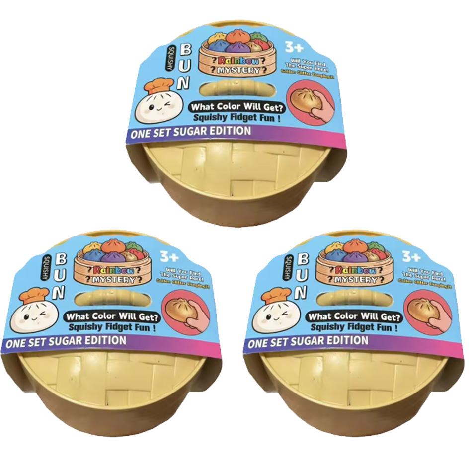 Brinquedo Squishy de Bolinho Arco-Íris com Glitter Enchido de Bolinhas Squeeze Fidget com Estojo de Cozedor Sensorial Macio para Alívio do Stress e Relaxamento