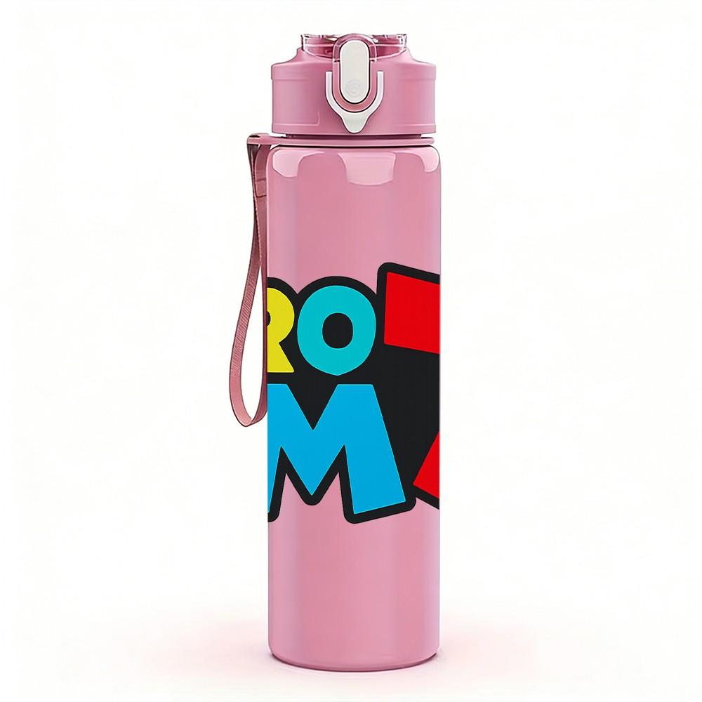 1PC Bro Im Seven Text 750ml Color Plastic Sports Water Bottle Leakproof Flip Straw Lid Suitable for Sports Office Home Use