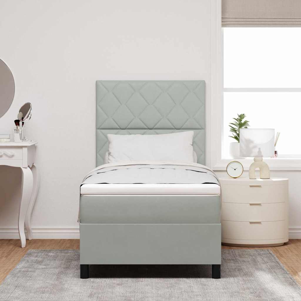 Boxspring Bed with Headboard Light Gray 100 X 200 Cm Velvet