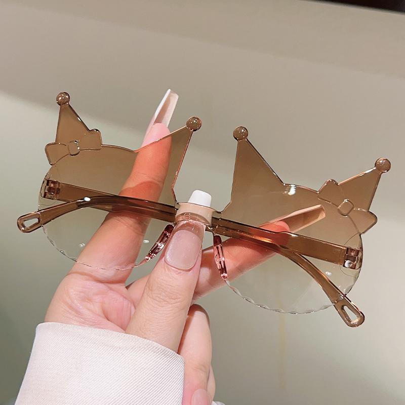 1/8 Pcs Rimless Kitten Shaped Sunglasses for Girls New Gradient Multi-color Decor Sun Glasses Cute Candy Color Kids Shades