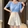 2026 Korean Fashion Slimming High-Waisted Pleated Wide-Leg Suit Shorts for Women