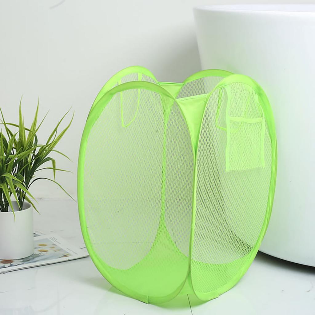 1pc Folding Household Laundry Storage Basket, Mesh Dirty Clothes Storage Basket, Toy Storage Bag, Household Storage Bucket
