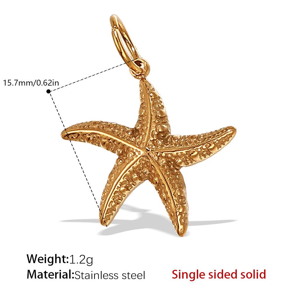 Ciondolo Stella Marina e Conchiglia Placcato Oro 18K: Collana con Design Irregolare di Conchiglie, Stile Spiaggia, in Acciaio Inossidabile
