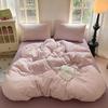Cute Girl Duvet Cover Set Floral Pastoral Style Duvet Cover Fluffy Comfortable 4Pcs Bedding Set with 1Flat Sheet Pillowcase