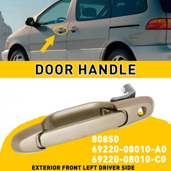 Front Door Left Exterior Driver Handle 98-03 Side Fit Outer Toyota Sienna Gold