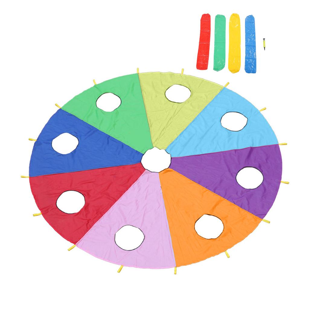 Kids Play Parachute Mole Game Toy 9 Holes Inflatable Stick Cooperative Play for Outdoor Playground