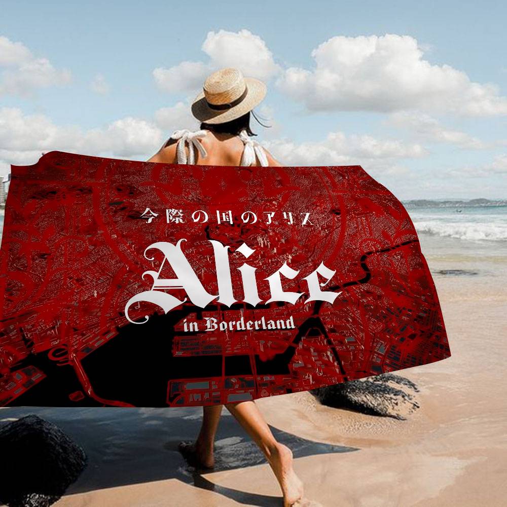 A-Alice In B-Borderland Anime Beach Swimming Towel Soft Absorbent Washcloth Children's Gifts for Kids Travel Camping Gym