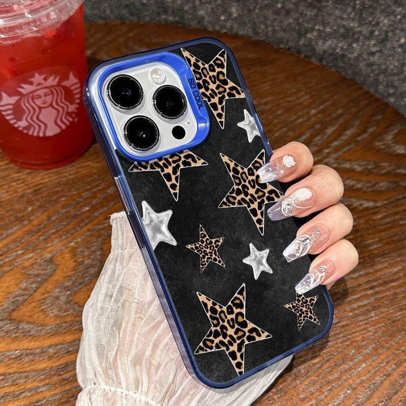 Silvery Leopard Print Star Pattern Phone Case For iPhone 17 Pro Max Cases iPhone 17 16 15 14 13 12 11 7 8 Plus 16E XS X XR Cover