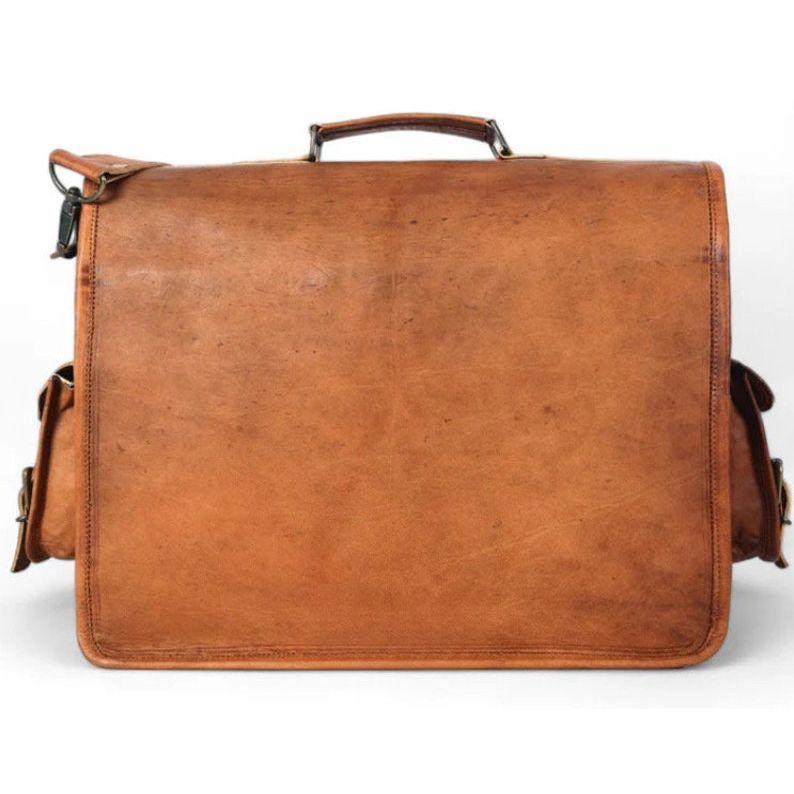 Handmade  Vintage Computer Satchel Travel Messenger Office Crossbody Bag Laptop Briefcase College Bag Gifts