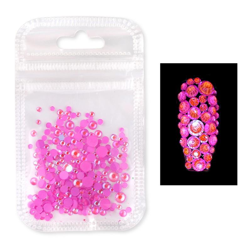 Hot-Selling Halloween Manicure Sticker Diamond Luminous Drill Ss6-Ss20 Multi-Size Mixed Fluorescent Drill