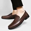 Genuine Leather Men Loafers Slip On Business Casual Leather Shoes Classic Soft Moccasins Breathable Men Flats Soft Driving Shoes