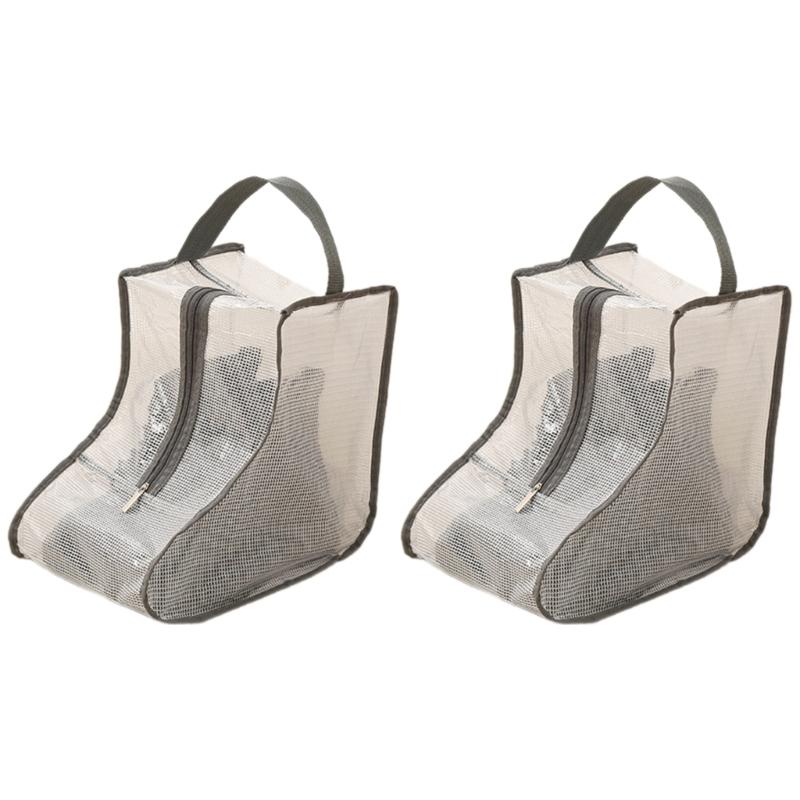 Set Of 2 PVC Boot Bags Dust Protector Shoes Bag Rubber Boot Bag With Clear Viewing Panel High Boot Storage