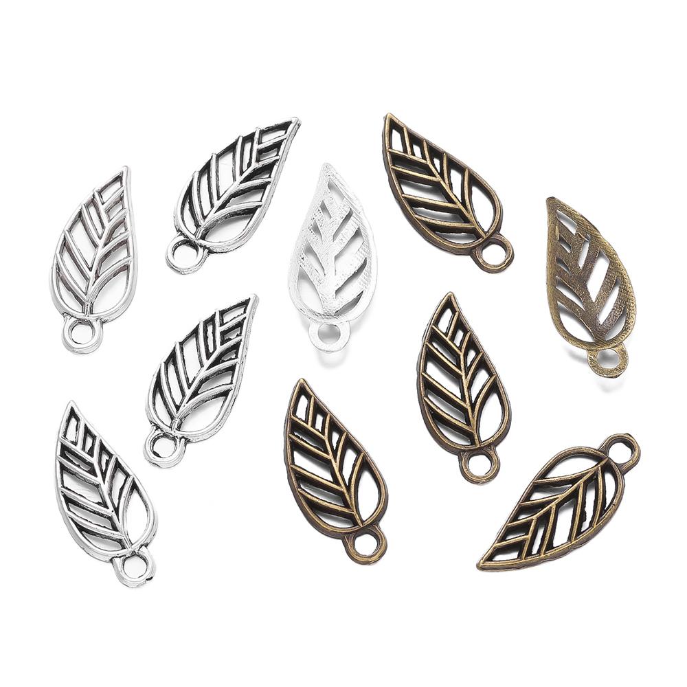 

50pcs/lot 19x8mm Alloy Leaves Shape Antique Pendant Charms Necklace Bracelet Earring DIY For Jewelry Making Accessories Supplies