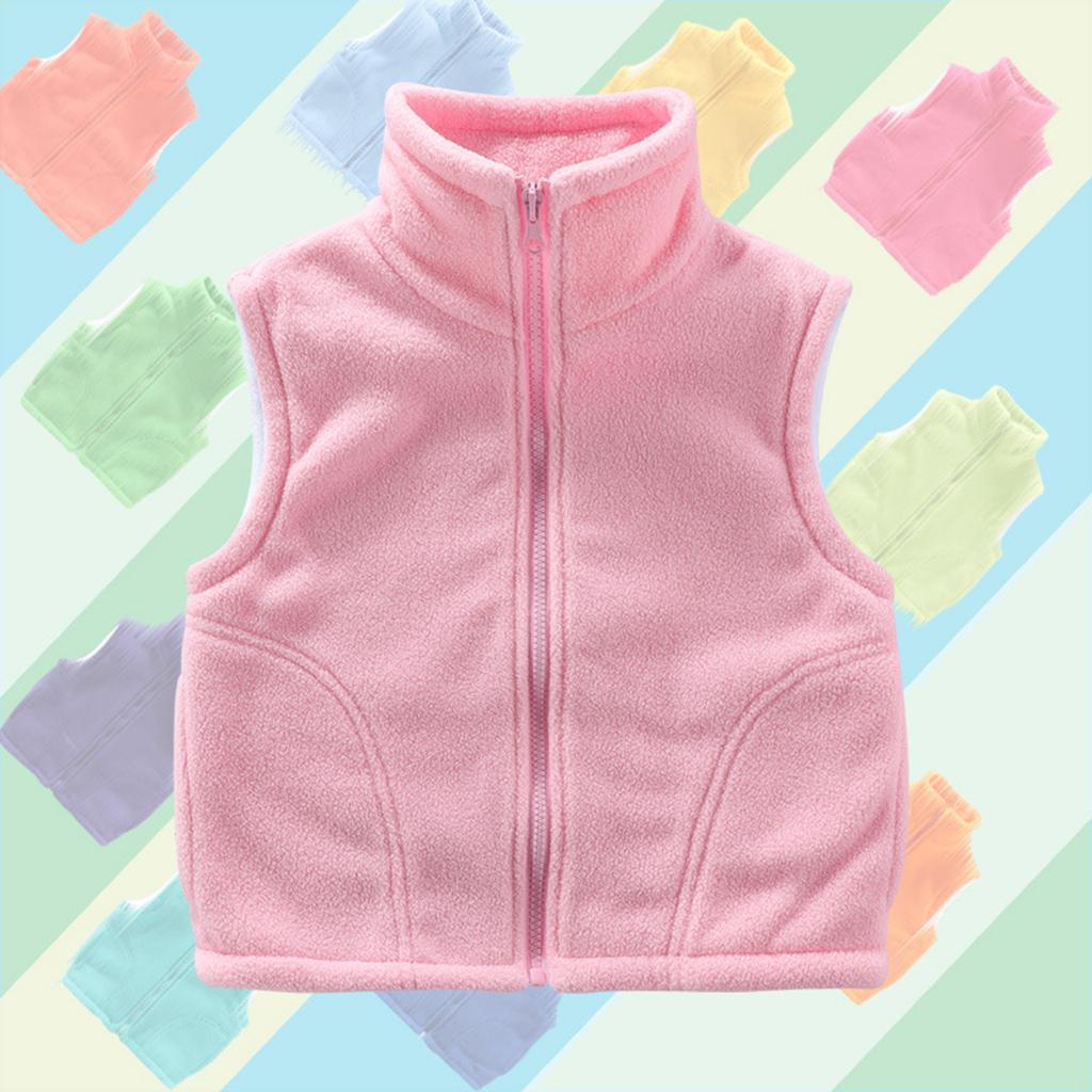 Children's Solid-color Vests Thickened Cardigan Jackets For Girls And Boys
