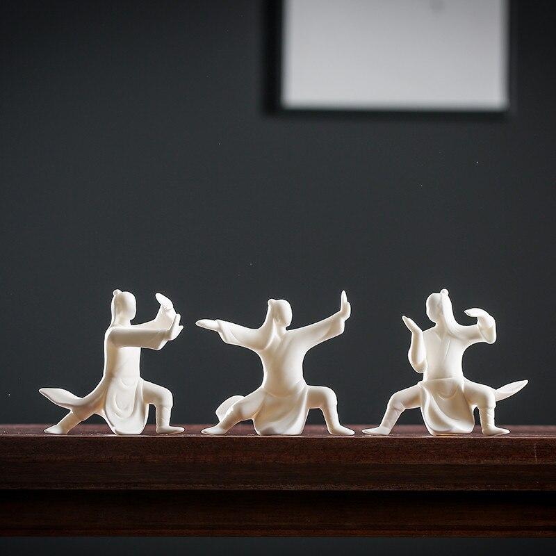 Keramik-Tai-Chi-Figuren, Büro-Desktop-Dekoration, Teetisch, weißes Porzellan, Zen-Ornamente, Bonsai-Blumentopf, Kunsthandwerk