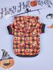 Halloween Pet Hoodie with Pumpkin Prints, Orange & Black Plaid Design, Hooded Sweatshirt Festive Outfit for Small Dogs Cats Pet