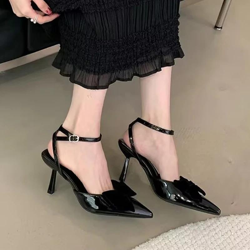 Bow High Heels Sandals Women Pointed Toe Elegant Slippers  New Summer Sexy Wedding Pumps Shoes Designer De Dress Zapatillas