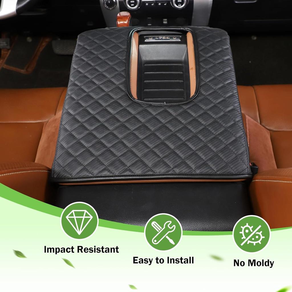 LLKUANG Car Center Console Armrest Cover Pad Fit for Toyota Tundra 2007-2021 Waterproof Leather Seat Armrest Box Cushion Pad Protector (Carbon Fiber