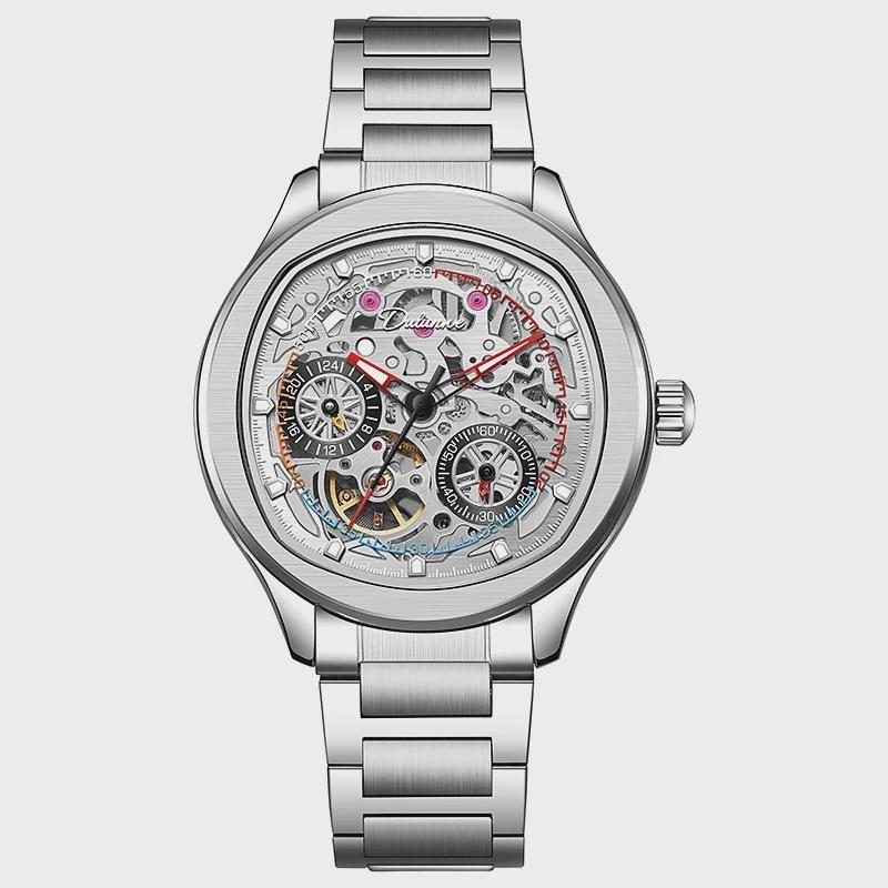 Top-Marke Luxus Skelett Tourbillon Automatische Mechanische Uhr für Herren Sport Vollstahl Wasserdichte Uhren