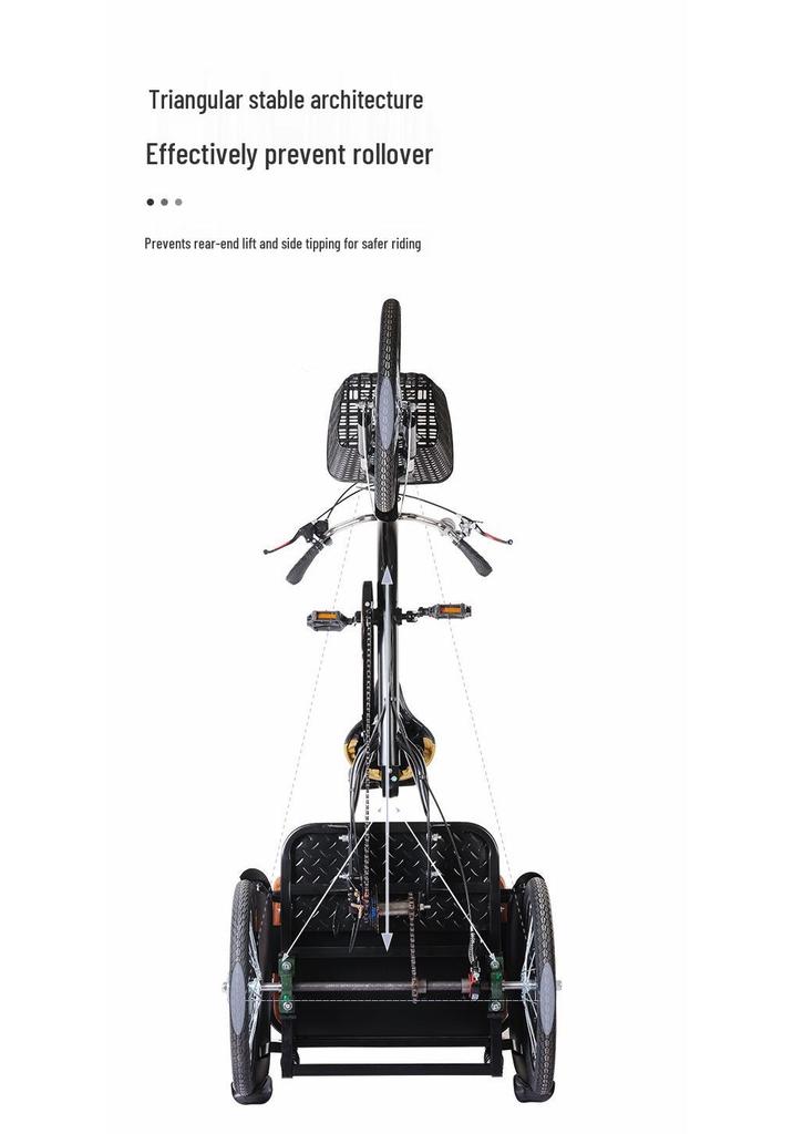 Elderly Tricycle with Enlarged Oil Brake: Adult Commuting Bicycle for People and Cargo