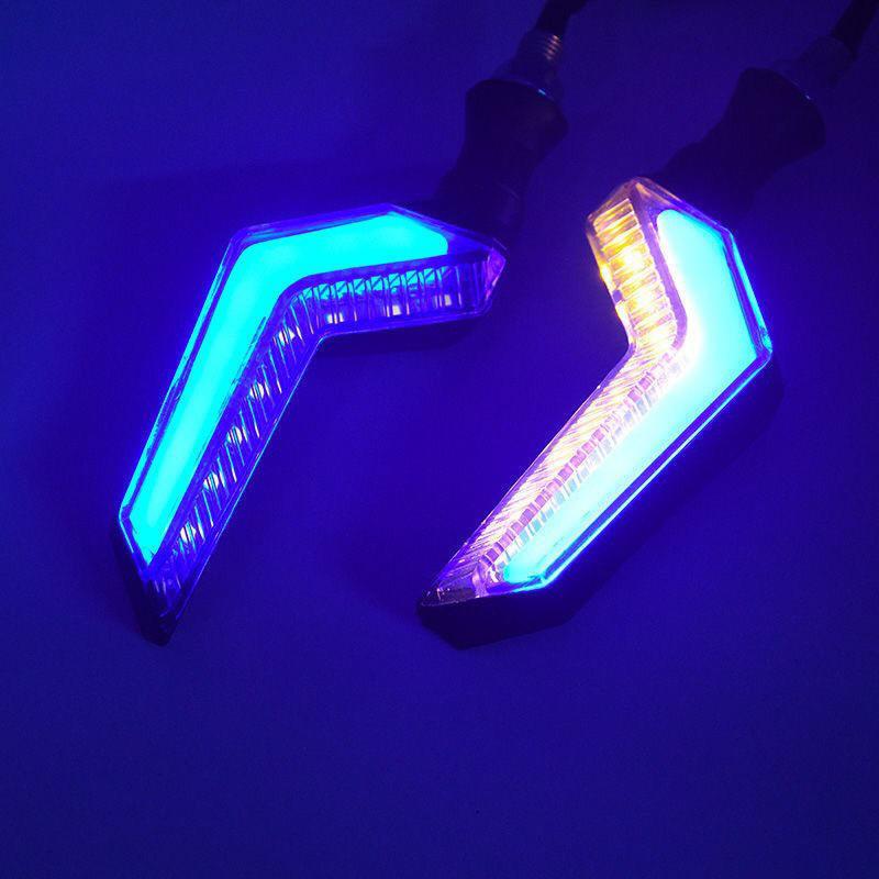 Motorcycle Modification Parts Dual-Color Flowing Angel Wing Turn Signals 12V Universal Dual-Color Flowing Led Turn Signals