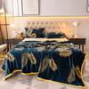 Lightweight Soft Flannel Blanket with Leaf Print Warm Plush Bedspread Milk Velvet Throw Blankets for Sofa Bed Home Bedding Cover